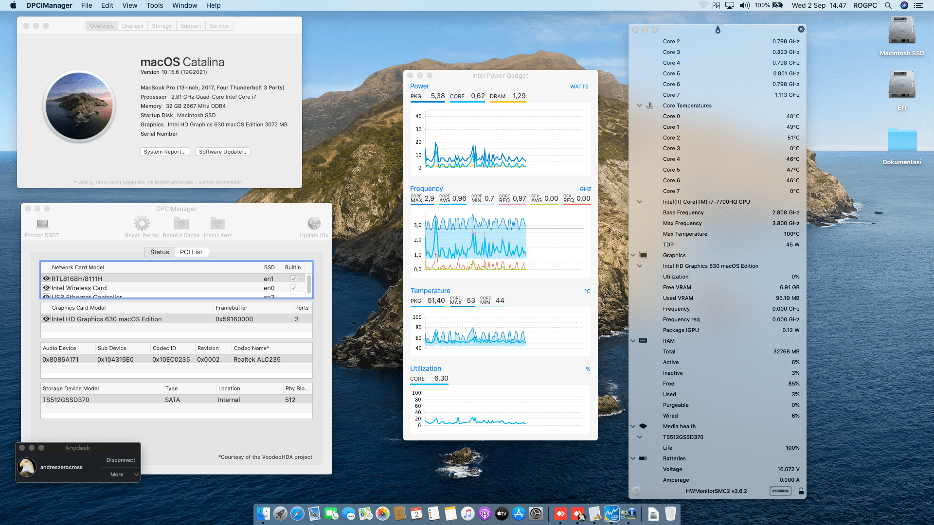 Success Hackintosh macOS Catalina 10.15.6 Build 19G2021 at Asus ROG GL553VD-FY380